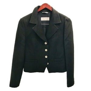 Max Mara Textured Stripe Blazer 8 navy blue